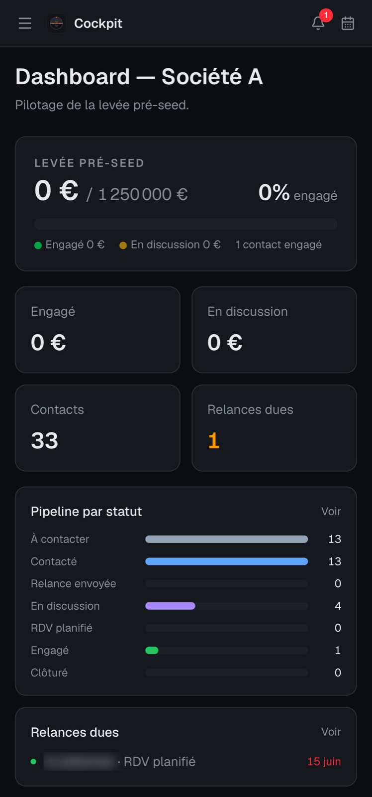 Cockpit en version mobile