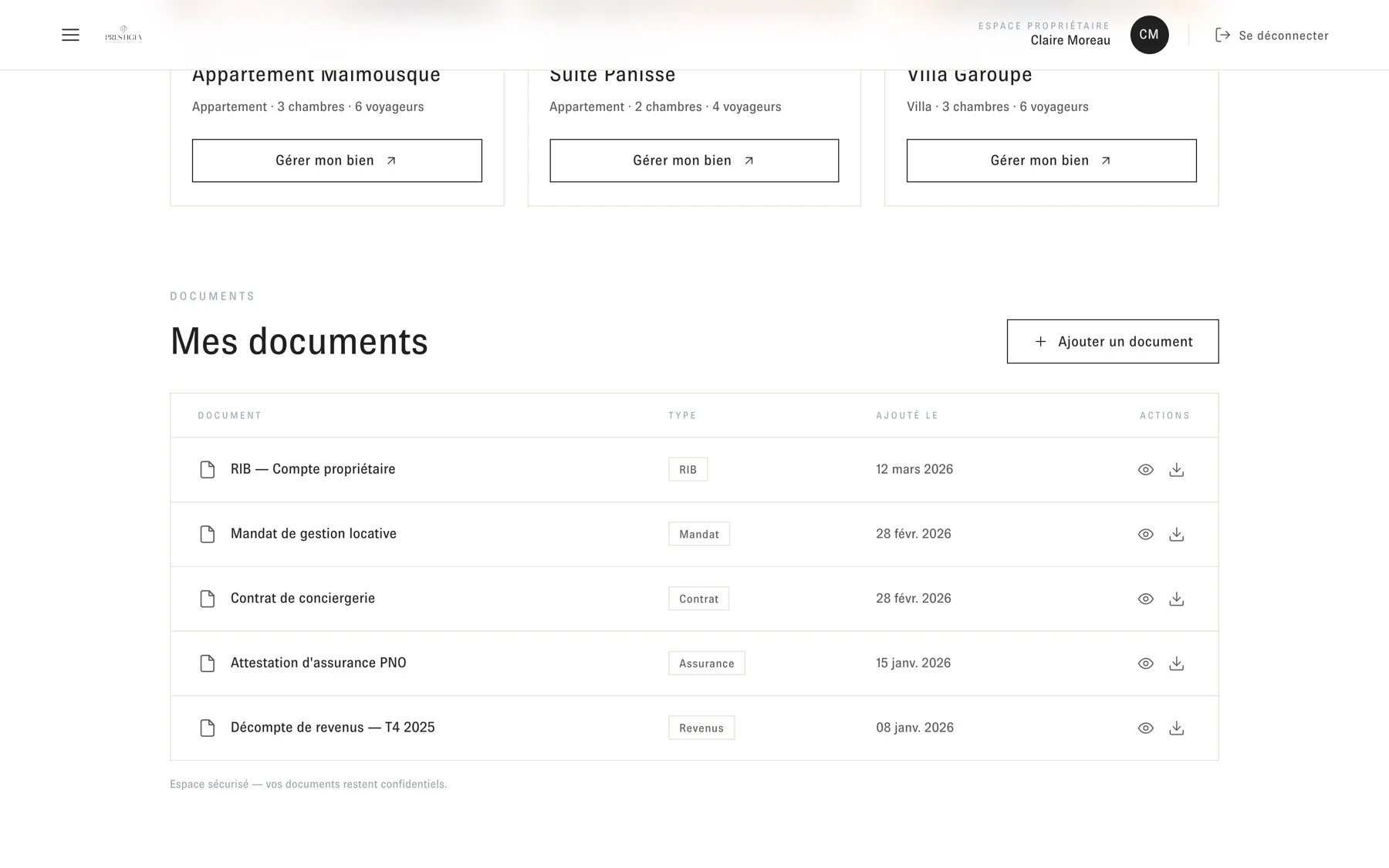 Prestigia Conciergerie — Their documents