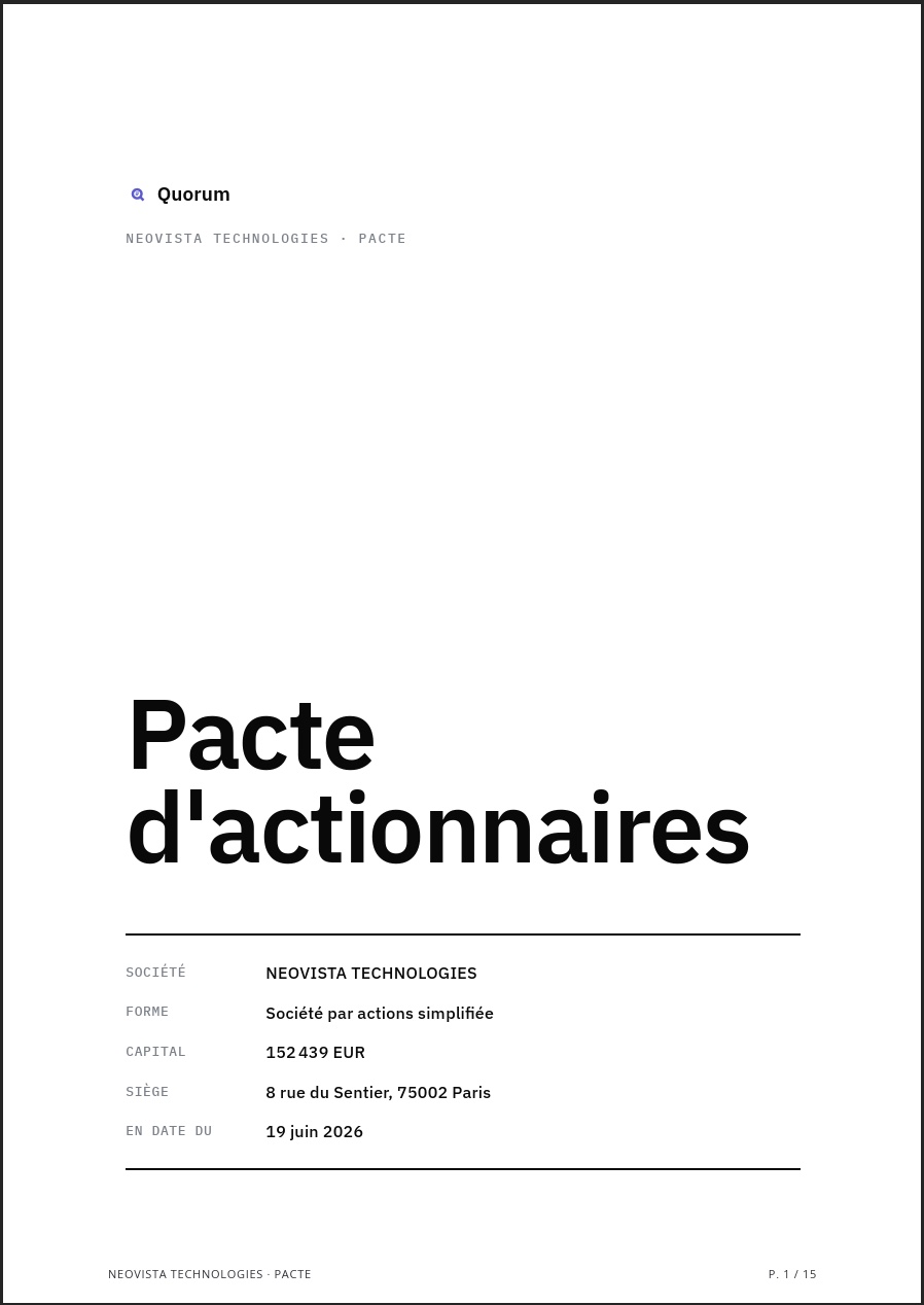 Quorum — acte juridique généré