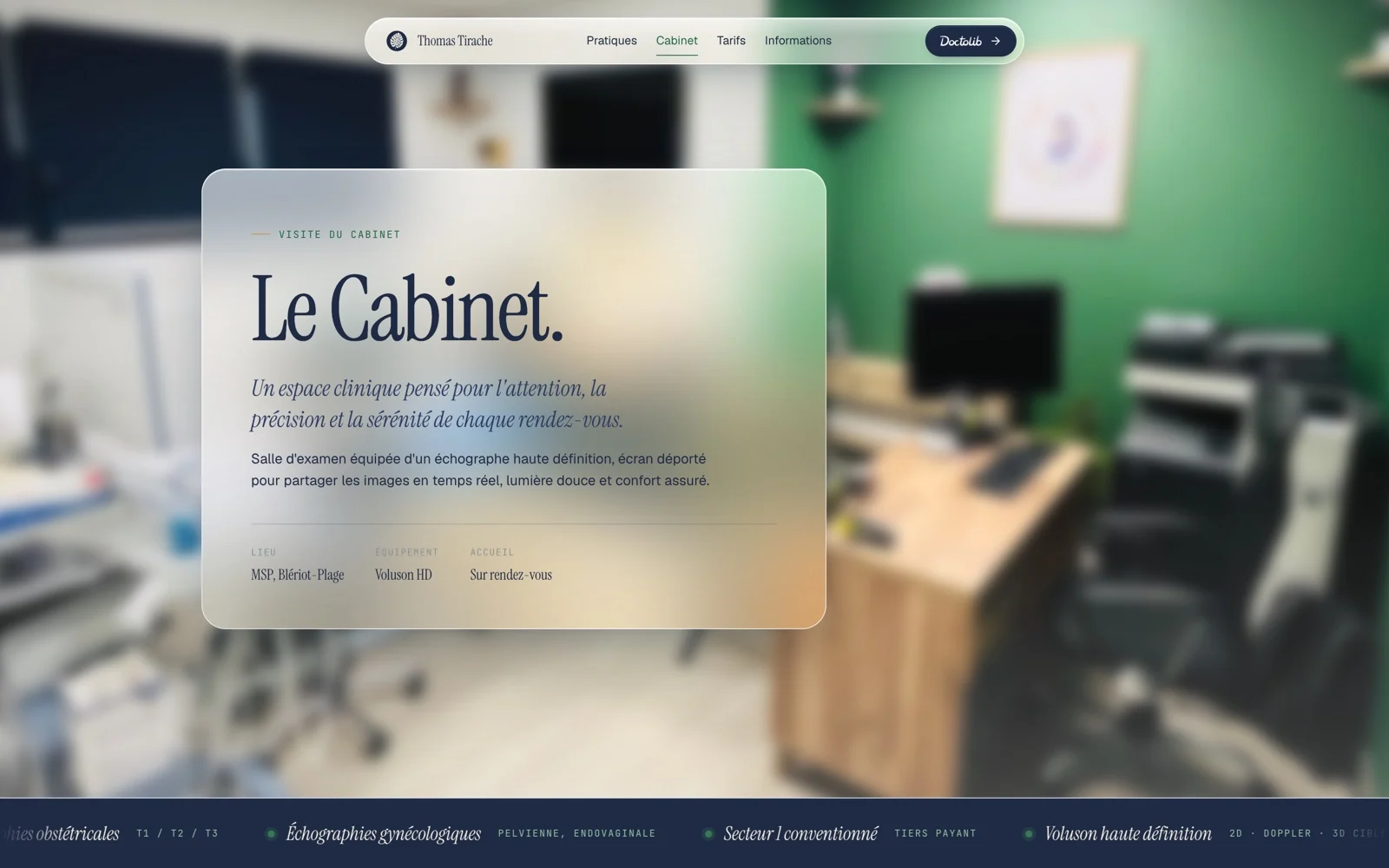 Page du cabinet de thomas-tirache.fr : la salle d’examen